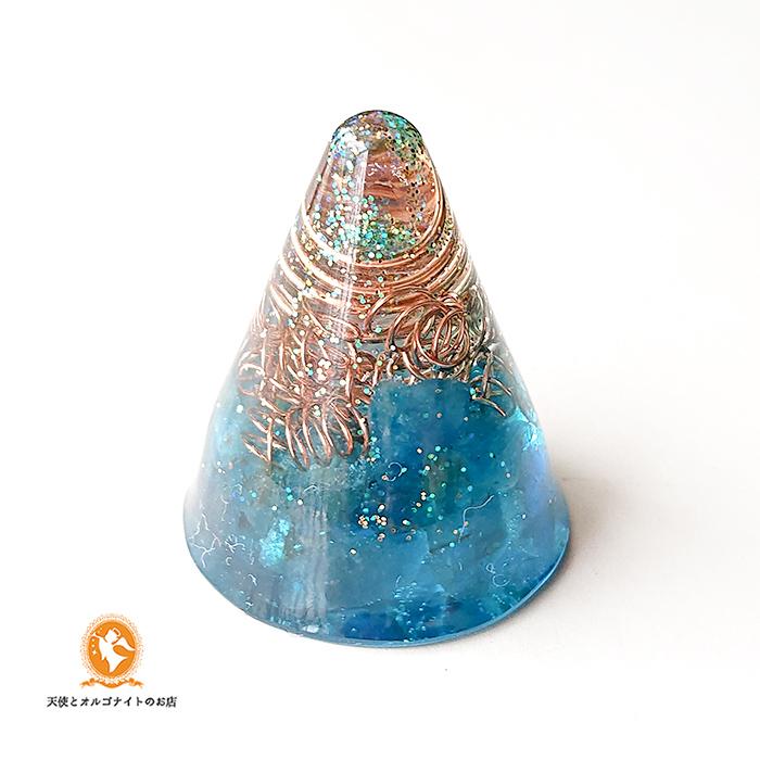 アセンションSCチャクラ ミニ円すい ネオンブルーアパタイト オルゴナイト [現物なしの場合は受注制作] | 2枚目