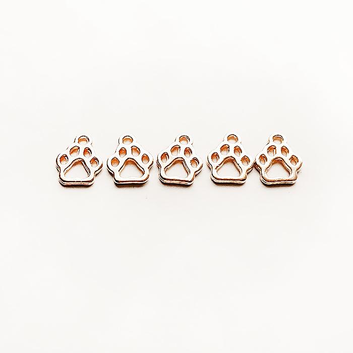 小さな肉球のチャーム 各色5個セット ゴールド シルバー オルゴナイト ハンドメイド パーツ | 5枚目